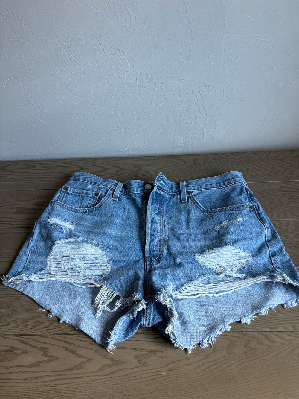 Levi’s 501 Distressed Light Blue Denim Women's Shorts